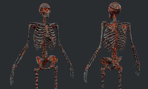 3D asset 10 Skeleton Burning Lava Pack Game