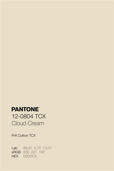 PANTONE 12-0804 TCX Cloud Cream Color Code | Pantone colour palettes, Fall color palette, Pantone