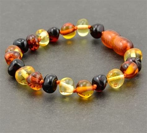 Amber Teething Bracelet Made of Multicolor Sunshine Beads.