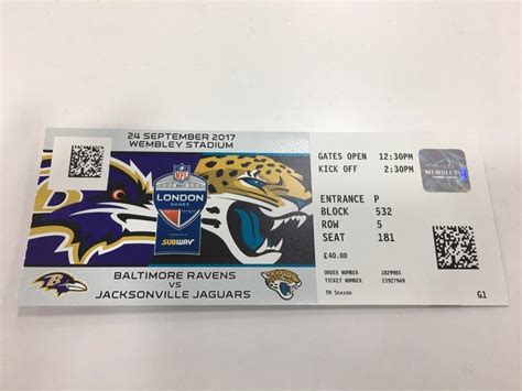 2x NFL Tickets London Game - Baltimore Ravens vs Jacksonville Jaguars ...