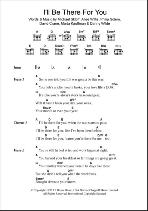 I'll Be There For You - Guitar Chords/Lyrics | zZounds