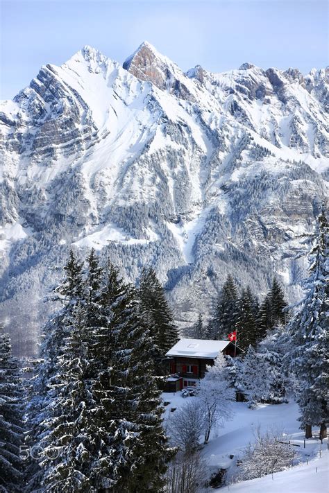 Swiss Chalet... Winter scene taken near Flumserberg in Switzerland one ...