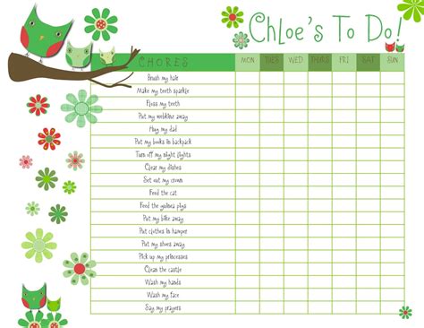 printable reward chart