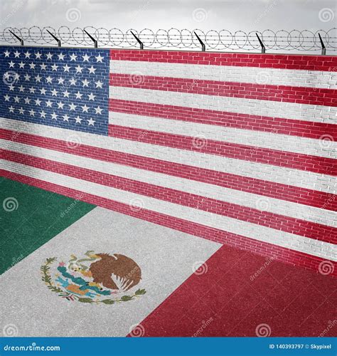 Mexico United States Border Wall Stock Illustration - Illustration of ...