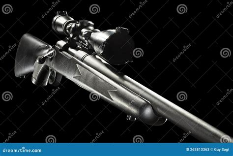 Bolt Action Rifle with Scope on Black Stock Image - Image of metal, glass: 263813363