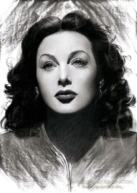 Hedy Lamarr by AmBr0 on DeviantArt | Celebrity art, Hedy lamarr, Portrait drawing