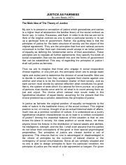 John Rawls Justice as Fairness 1 .pdf - JUSTICE AS FAIRNESS By John Rawls 1971 The Main Idea of ...