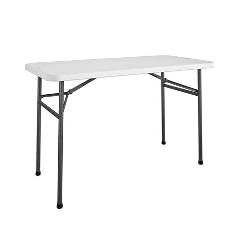 COSCO 4 ft. Straight Folding Utility Table, White, Indoor & Outdoor, Portable Desk, Camping ...