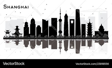 Shanghai china city skyline silhouette with black Vector Image