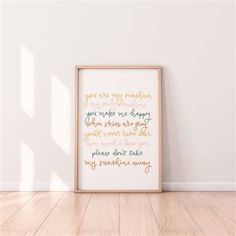 Sunshine Lyrics Digital Download Nursery Printables | Etsy