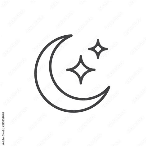 Moon and Stars outline icon. linear style sign for mobile concept and web design. Crescent and ...