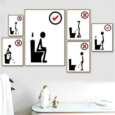 Funny Toilet Bathroom Restroom Humour Wall Art Canvas Painting Nordic ...