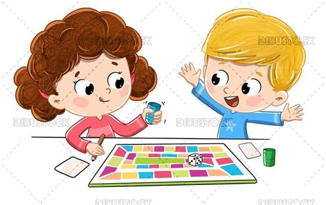 Children playing a board game - Illustrations from Dibustock Children's Stories. Illustration ...