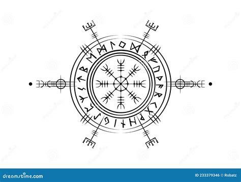 Viking Pagan Asatru Runic Compass, Vegvisir Rune Circle Viking Norse Mythology. Protective ...