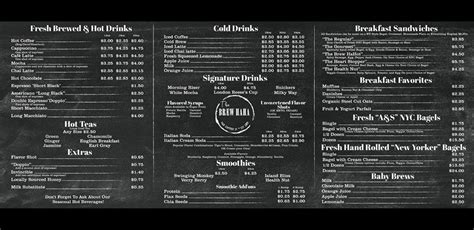 Menu at The Brew HaHa restaurant, Watertown