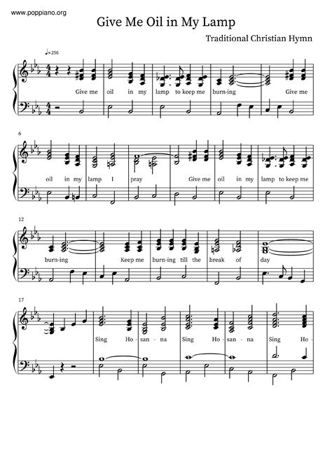 Hymn-Give Me Oil In My Lamp Sheet Music pdf, - Free Score Download ★