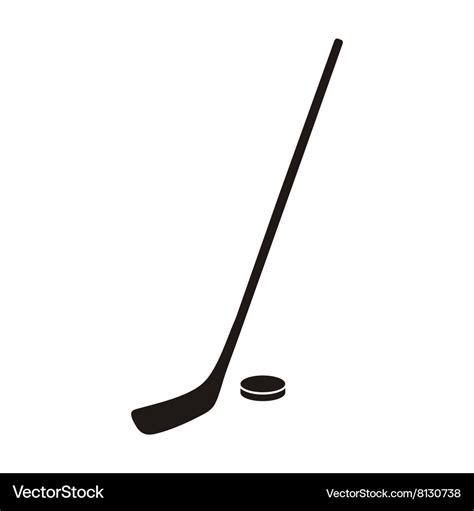 Hockey stick and puck monochrome icon Royalty Free Vector