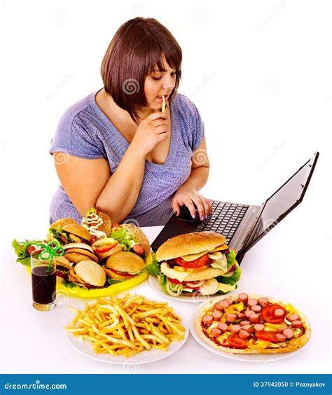 Woman eating junk food. stock photo. Image of coke, meal - 37942050