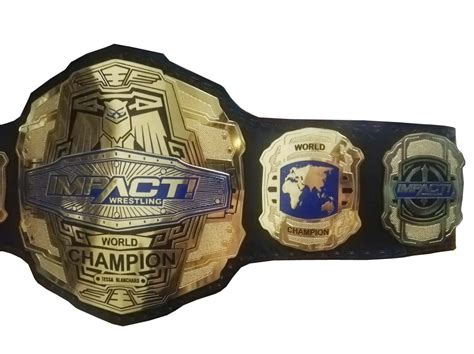 IMPACT WORLD WRESTLING CHAMPIONSHIP BELT ADULT SIZE BLACK LEATHER STRAP