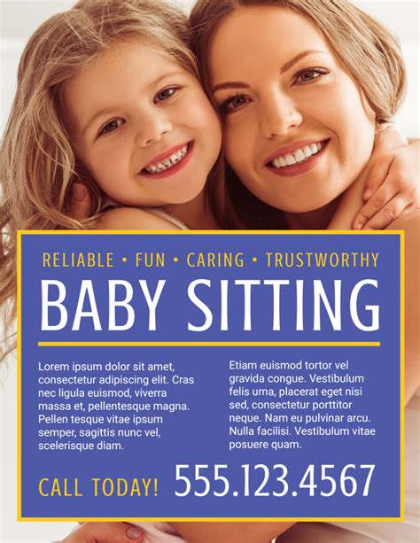 Reliable Babysitting Flyer Template | MyCreativeShop