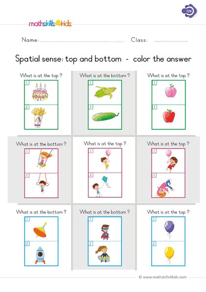 Spatial sense: top and bottom | Spatial concepts worksheet, 1st grade worksheets, Kindergarten ...