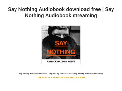 Say Nothing Audiobook download free | Say Nothing Audiobook streaming