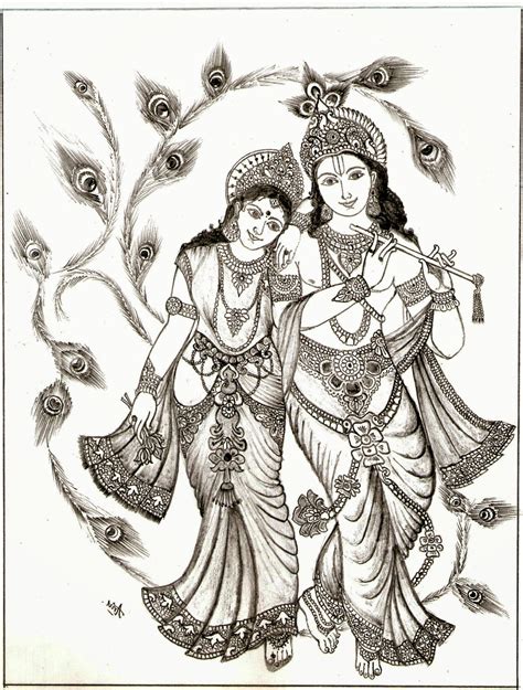 Radhe Krishna Sketch at PaintingValley.com | Explore collection of ...