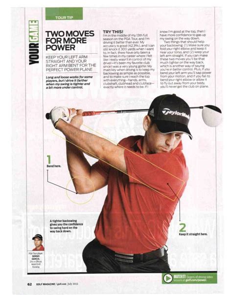 Golf Magazine Article: Straight Arm for Power Swing by Sergio Garcia - July 2012 - GOLFSTRGOLFSTR