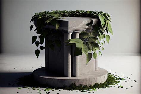 Premium Photo | Surprising concrete empty podium and green