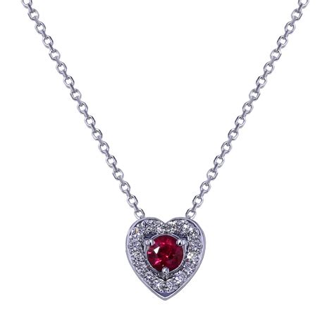 Ruby Diamond Heart Necklace - Jewelry Designs