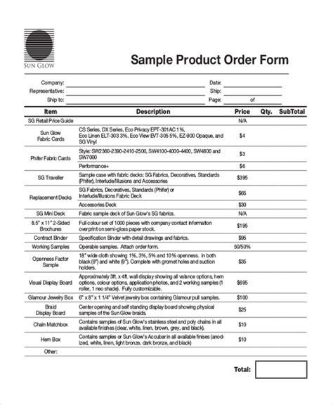 FREE 13+ Sample Product Order Forms in PDF | Excel | Word