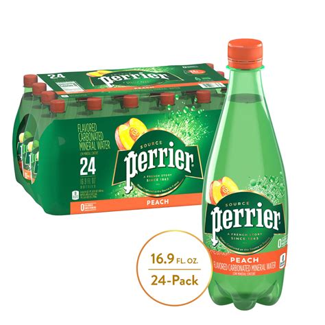 Perrier Peach Flavored Carbonated Mineral Water, 16.9 fl oz. Plastic Bottles (24 Count ...