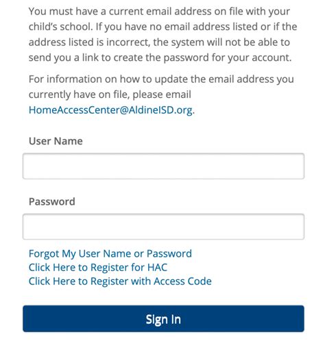HAC Aldine Home Access Center Login