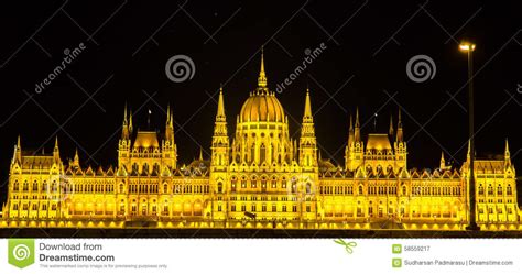 Night View of Hungary Parliament in Budapest Stock Image - Image of ...