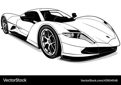 Drawing of a luxury sports car from front view Vector Image