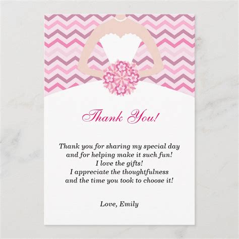 Chevron Pink Bridal Shower Thank You Card | Zazzle.com in 2021 ...