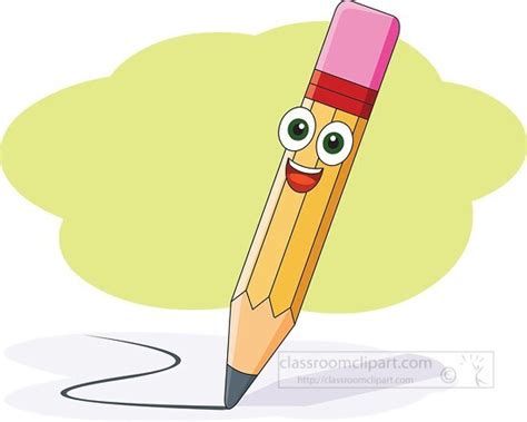 Art and Crafts Clipart-smiling pencil cartoon character clipart