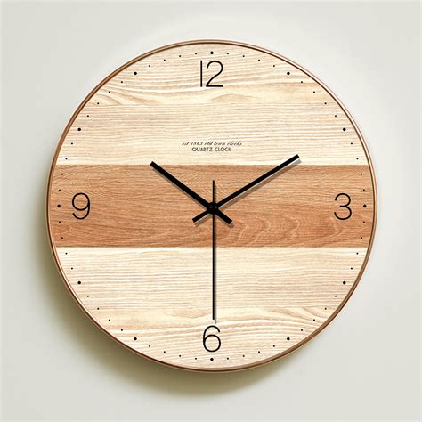 Modern European style creative wood grain mute wall clock, stylish ...