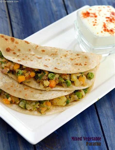 Mixed Vegetable Paratha recipe, tarladalal.com