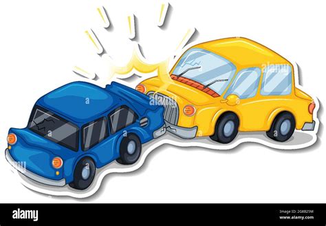 Sticker design with wrecked cars isolated illustration Stock Vector ...