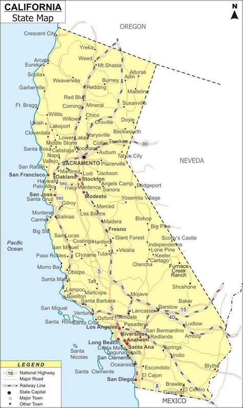 the california state map is shown with all its roads and major cities, including san francisco