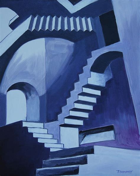 Escher Stairs Painting - Escher Stairs Fine Art Print | Illusion paintings, Stair art, Escher art