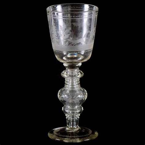 Chalice - Engraved Bohemian Glass - 11"