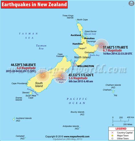 New Zealand Earthquake Map, Area affected by Earthquake in New Zealand