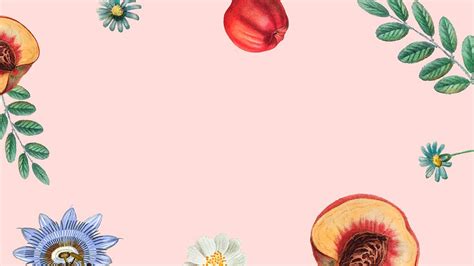 Peaches and flower desktop wallpaper | Free Photo Illustration - rawpixel