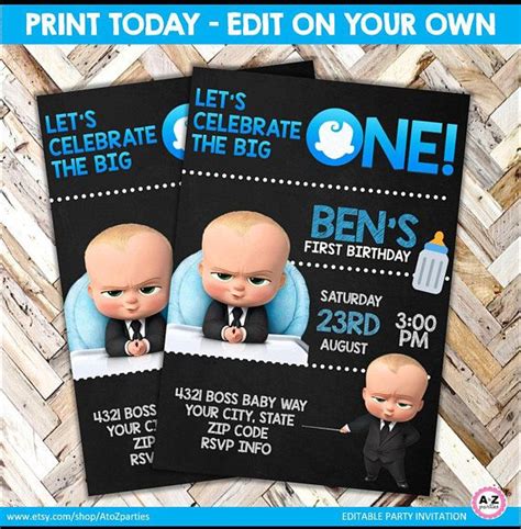 18+ Birthday Party Baby Boss Invitation Template | invite