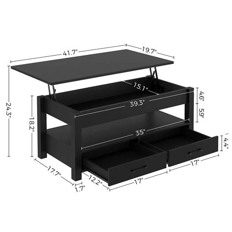 Rolanstar Table basse, table basse relevable avec tiroirs et compartiment caché, table centrale ...