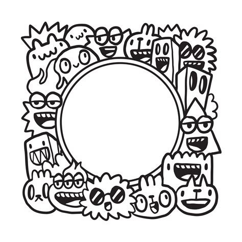 Hand drawn Doodle art circle frame 16671142 Vector Art at Vecteezy