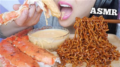 ASMR KING CRAB Cheese Sauce + SPICY BLACKBEAN NOODLES (EXTREME EATING ...