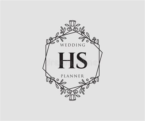 HS Initials Letter Wedding Monogram Logos Collection, Hand Drawn Modern Minimalistic and Floral ...